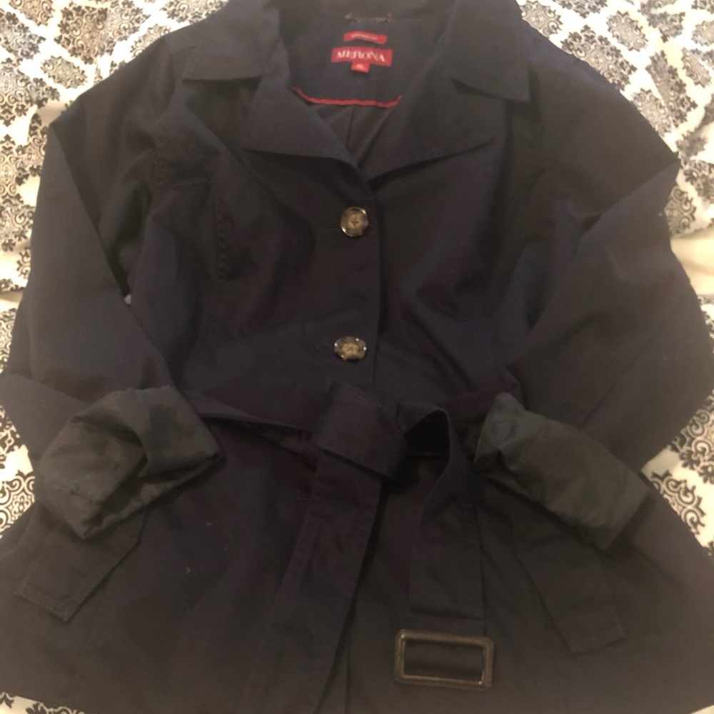 Merona Navy Blue short jacket with lining & belt